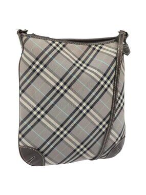 Authentic BURBERRY Nova Check Blue Label Shoulder Bag Nylon Gray